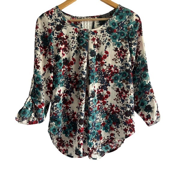 Papermoon Size XS‎ Floral Modern Pleated Blouse - Picture 1 of 5